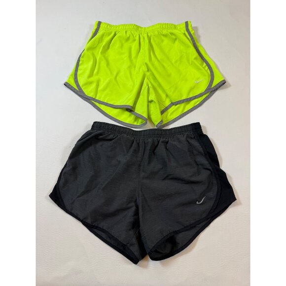 Nike Dri-Fit girls Running Shorts Bundle Neon Yellow & Black Large (bin HH79) - Picture 1 of 9